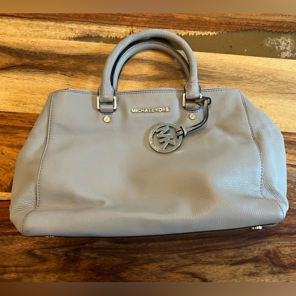 Michael Kors Grey handbag. 12 inches wide by 9 inches tall.